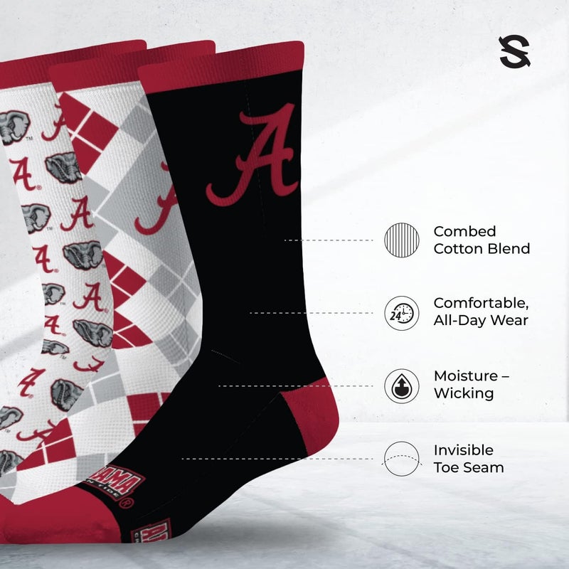 Strideline Store Mens NCAA Dress Socks- The Executive 3 Pack-One Size Fits Most - Image 2